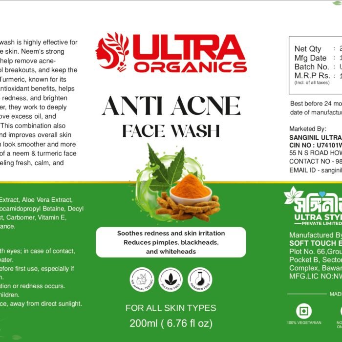 ANTI ACNE FACE WASH (Neem Extract, Turmeric Extract)
